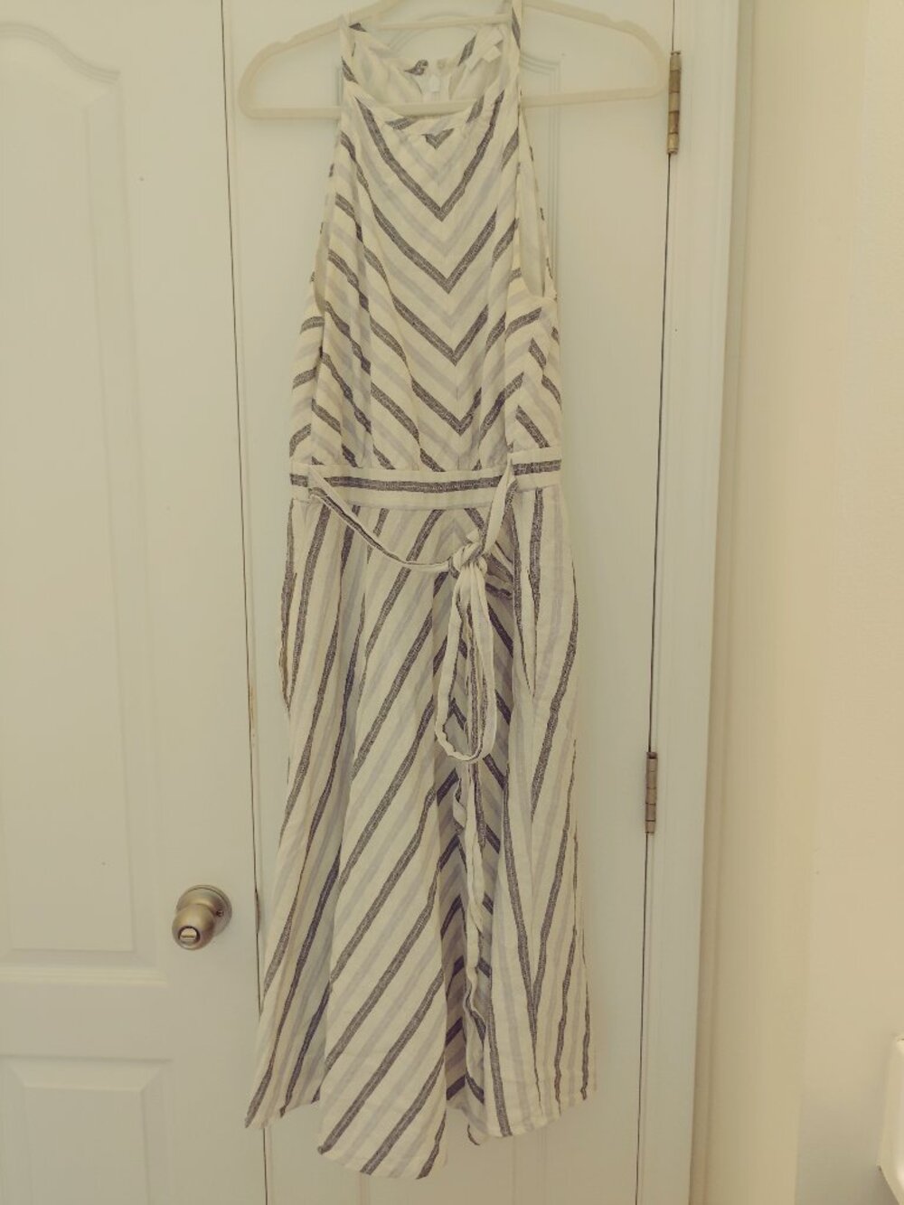 Lovely white with blue striped dress